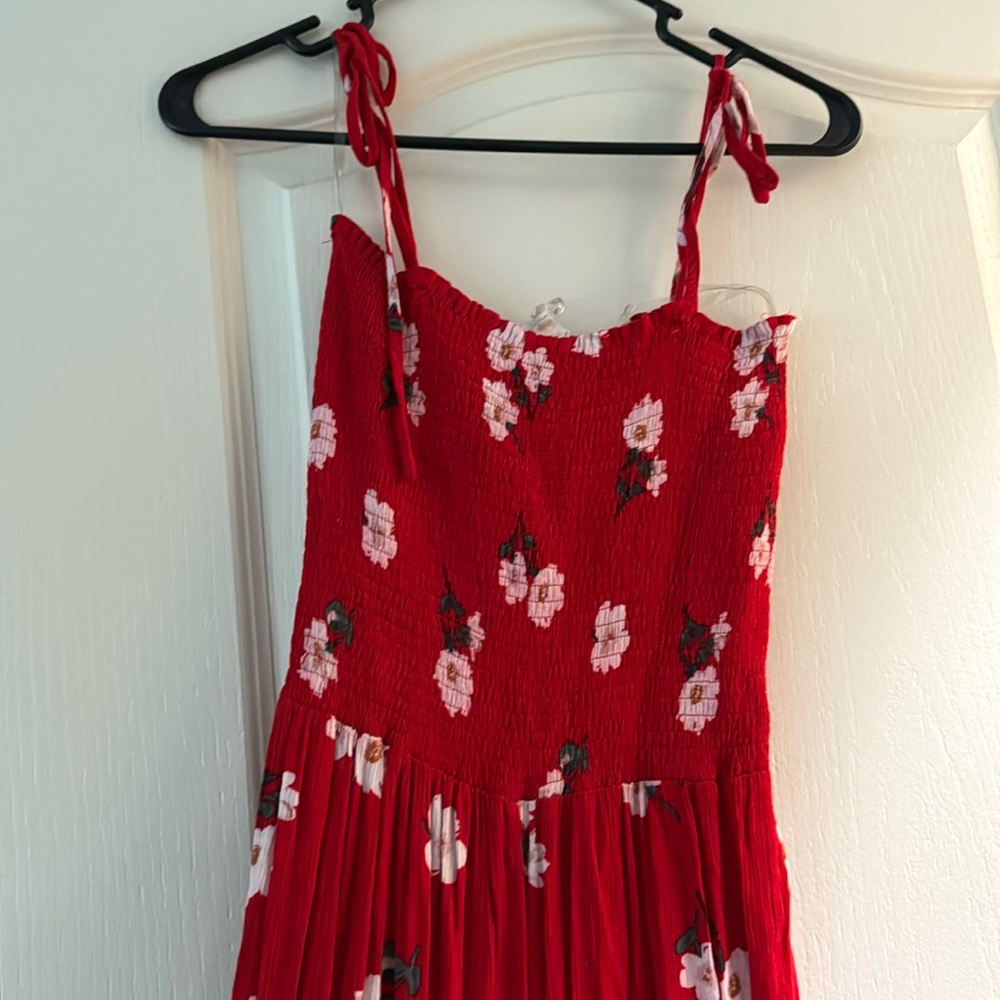 Red floral romper